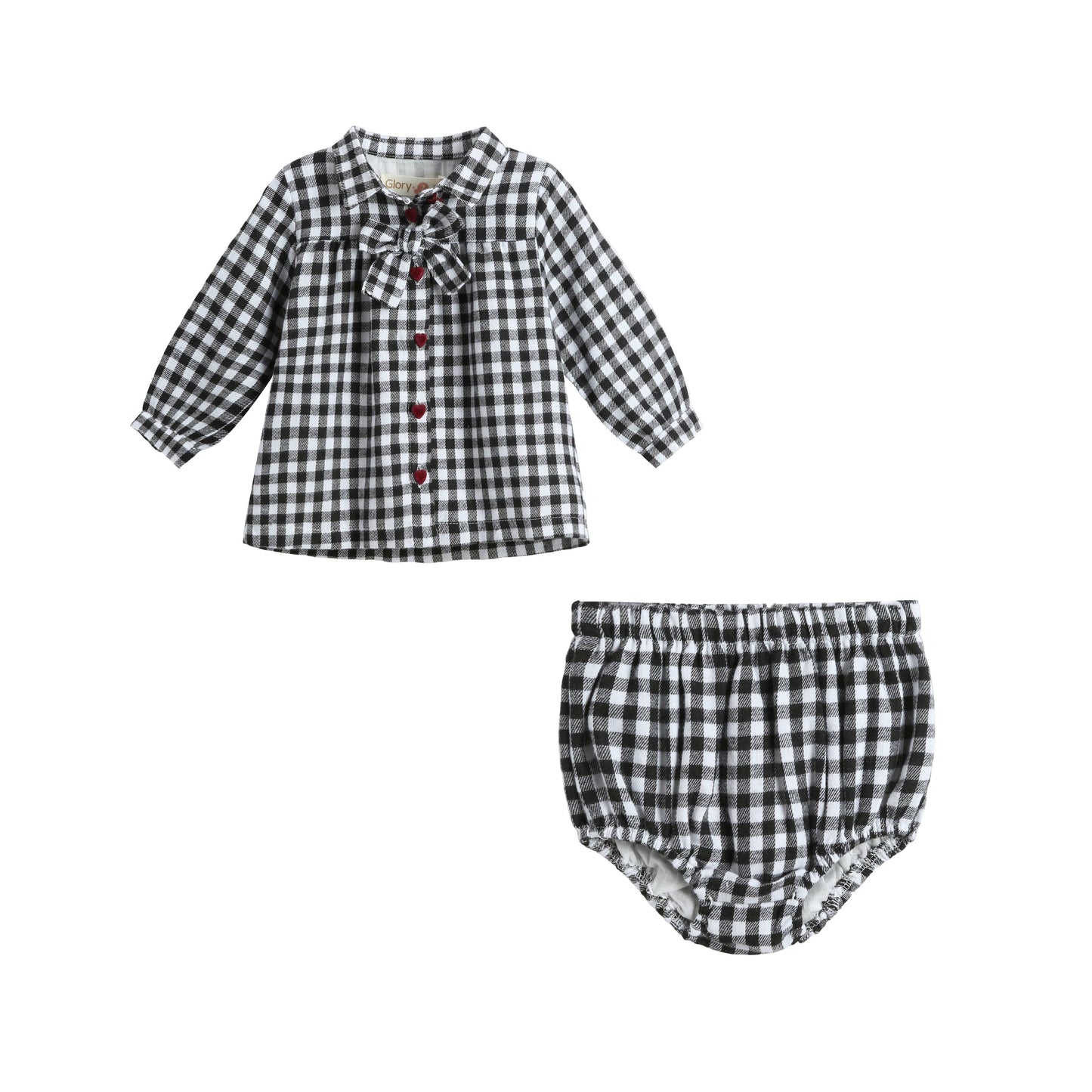 סט בייבי משבצות שחור לבן (931)